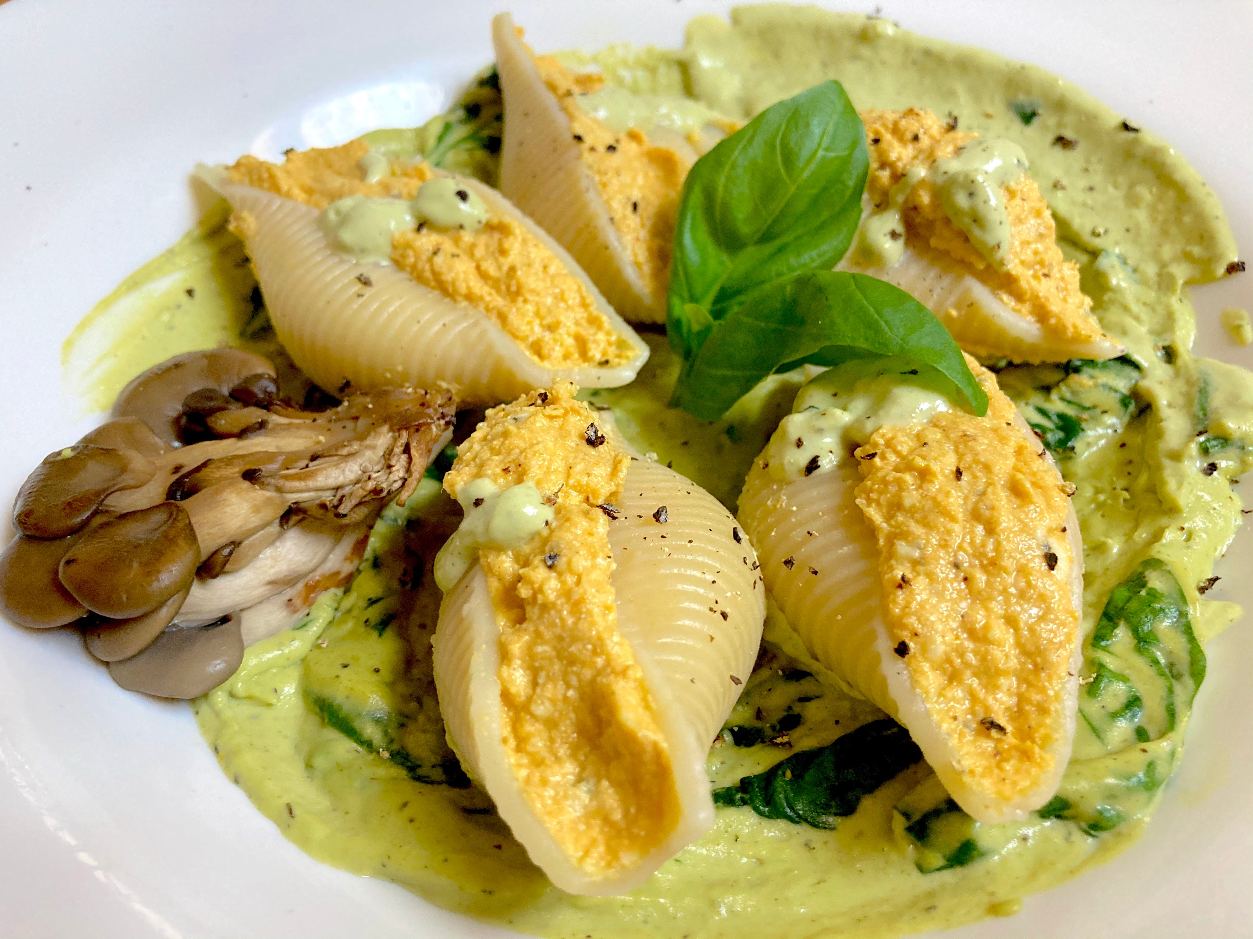 Vegan Pumpkin Stuffed Shells | MamaSezz Plant-Based Meal Delivery