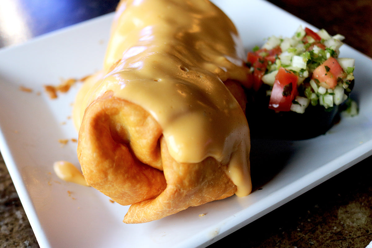 Vegan Queso Smothered Baked Burrito mamasezz