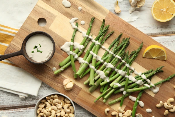Celebrate Spring with Oil-Free Roasted Asparagus and (Surprisingly) Vegan Cheese Sauce