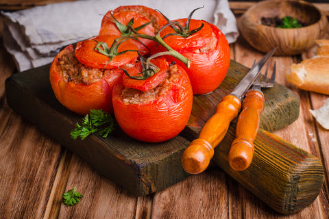 oil free mushroom stuffed tomatoes 